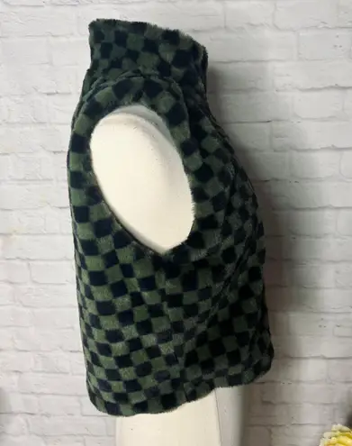 Boutique Faux Fur Checkered Vest