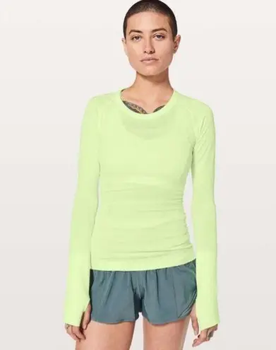 Lululemon NWT  Long Sleeve Swiftly Tech Crew Neck Top Fluro Citrus Size 4 Flawed