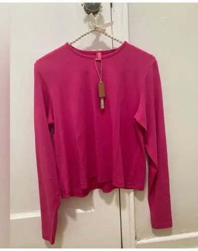 SKIMS Size 2X Cropped Long Sleeve T-Shirt Top AP-LGS-1370 Raspberry Shirt NWT