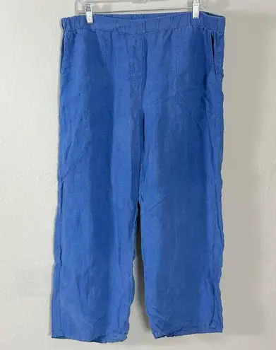 Cut Loose Solid Linen Easy Crop Pants Amalfi Blue 4402349 Size XL LagenLook
