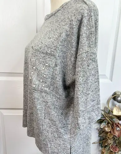 Workshop Republic Clothing WORKSHOP Republic Size XS Heather Grey Pearl Soft Knit Top Athleisure Casual