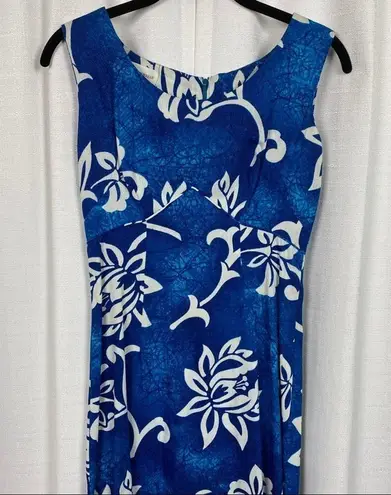 Vintage Blue Royal Hawaiian  Floral Hawaiian Maxi Dress Sz.6