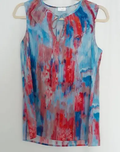 Ecru Sleeveless Multicolor Silk Keyhole Camisole S