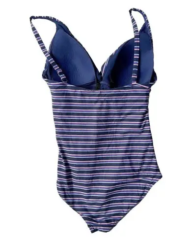 NipTuck Swim Swimsuit Size 8 Sailor Stripe One Piece Navy Red Tummy Cont… Blue