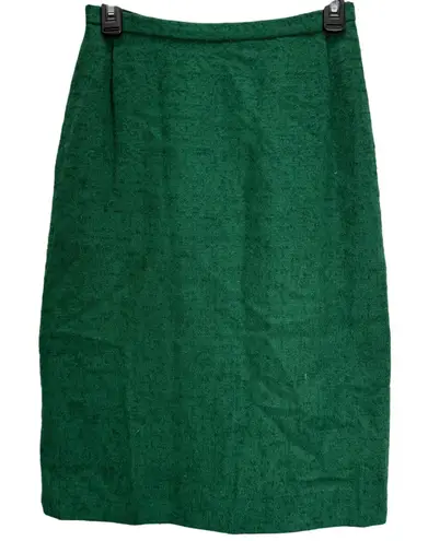 Vintage Bobbie Brooks Wool Tweed Skirt Christmas Green Size S Pencil Midi