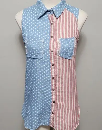 Love Riche patriotic distressed button down size medium