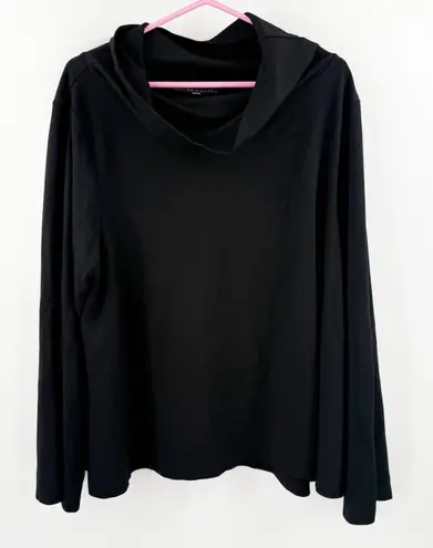 Bryn Walker Top Womens SZ Large Black Etta Cowl Neck Wide Sleeve Shirt Lagenlook