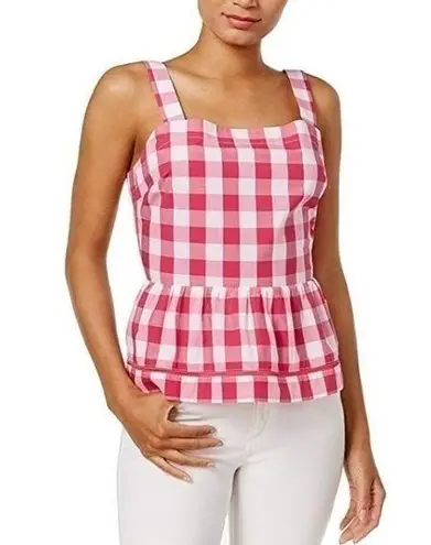 Maison Jules  Cotton Gingham Peplum Top sz M