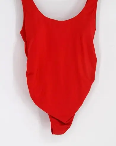 ANDIE The Ibiza One Piece Swimsuit Scoop Back Ruched in Cherry Red Women's S