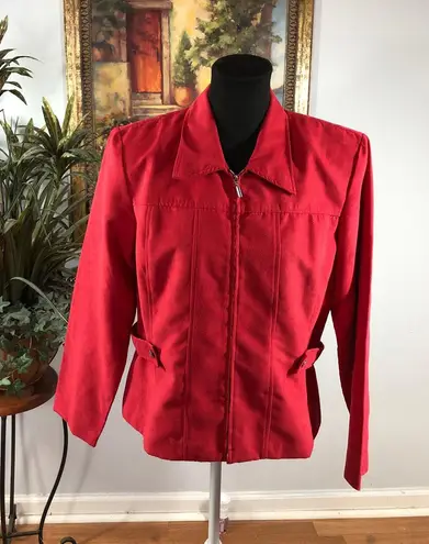 Positive Attitude Women M Red Jacket Full Zipper Front Long Sleeve Faux Suede Size M