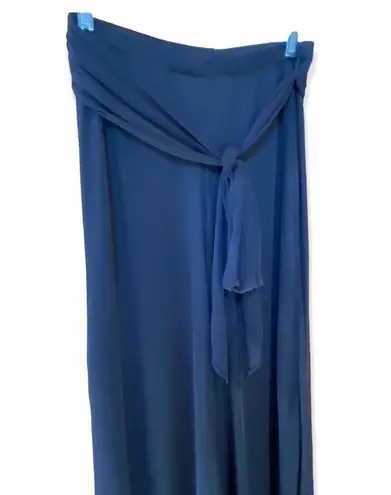 Vintage 90's/Y2K Lined Tie Waist Palazzo Pants Black Size Small