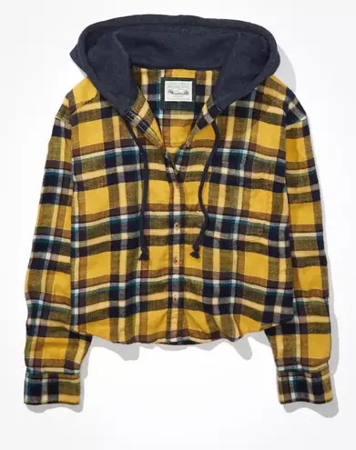 American Eagle AE Cozy Cabin Cropped Hoodie Flannel Shacket Multiple Size  XL - $38 New With Tags - From Johana