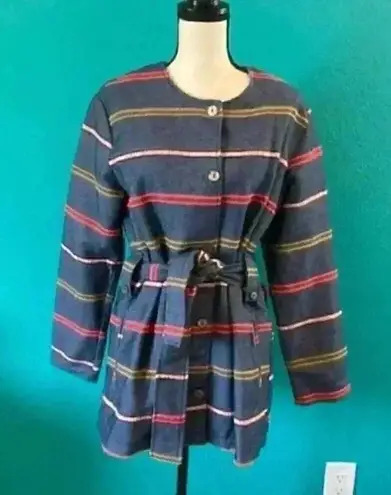 Anthropologie Dolan left coast Piccadilly blue striped jacket Size M