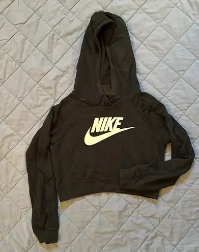 Nike Black Cropped Hooded Sweatshirt