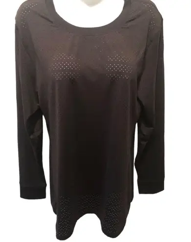 Zyia Black Chill Long Sleeve Tee Sz. XL Breathable Yoga Work Out Top Athletic