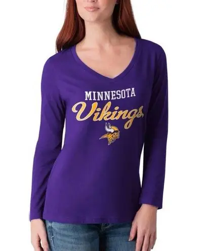 NFL  Minnesota Vikings Pro Football Long Sleeve V-Neck Shirt Size Small NWT