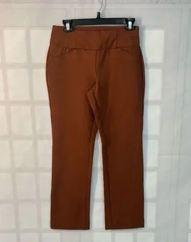 New York And Company NWT Brown Orange Ponte Knit Jersey Faux Look Dress Pant Small
