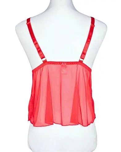 Vintage Y2K Sheer Red Sequin Cami S/M Lingerie Fairycore Babydoll Going Out Top Size M