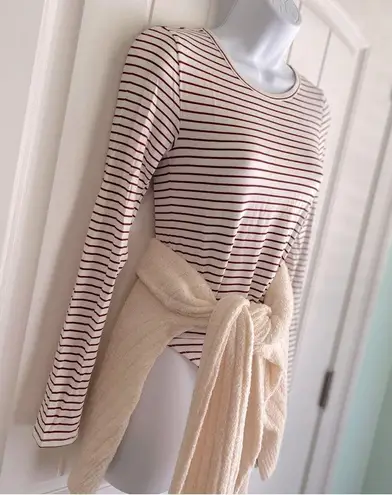 A loves A Rust Long Sleeve Striped Scoop Neck Full Back Bodysuit by NWOT Small