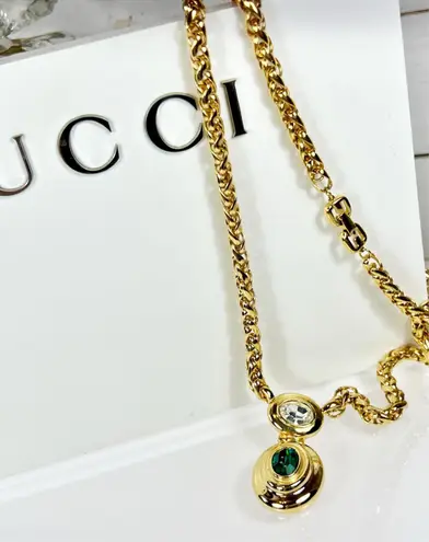 Givenchy Long Gold Plated Emerald Necklace