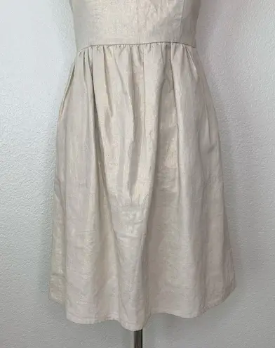 Judith March Linen Blend Square neck Bow Back Metallic Dress