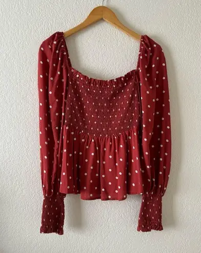 Auguste Red Polly Sunday Polka Dot Blouse Size 4