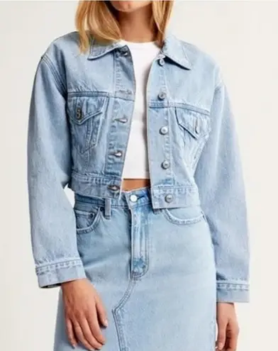 Abercrombie & Fitch  Cropped Denim Jean Trucker Jacket Blue Small