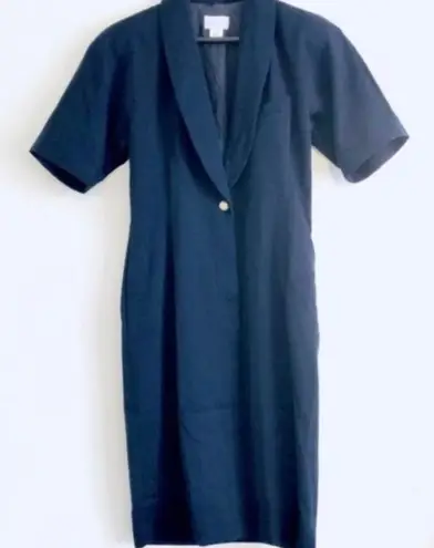 Nordstrom  Long Jacket 6 Wool 70s Vintage Navy Blue Retro Pinup Form Fitting