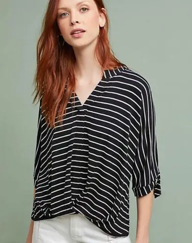 Akemi + Kin Black & White Striped Tie Front Shirt Small