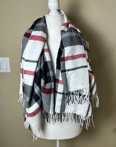 NWOT Rothschilds Boutique The 8urberry Style Plaid Tassel Scarf Super Soft Large Red