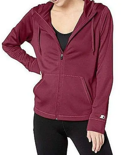 Starter Women's L Maroon Dark Red Zip-Up Hoodie Sweatshirt Jacket Athletic Sport