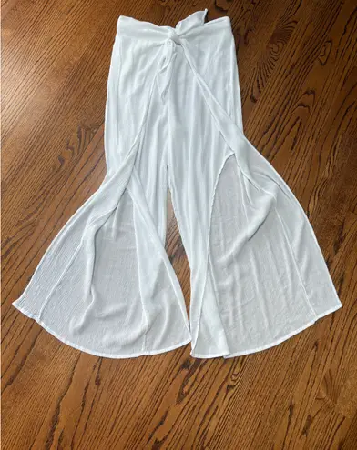 Kona Sol White Swim Beach Cover Up Wide Leg Pants