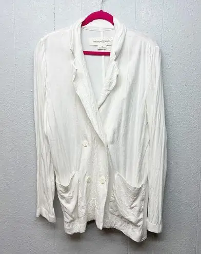Treasure & Bond Linen Blend Double Breasted White Beach Blazer Womens Medium