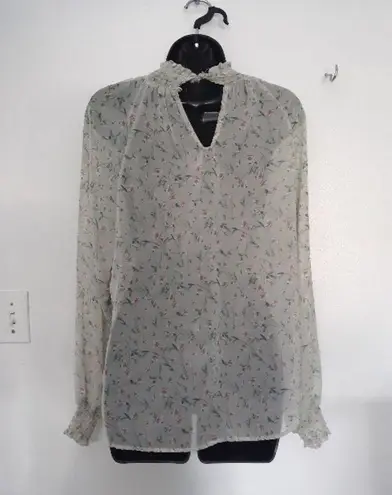 potter's pot sheer green floral blouse