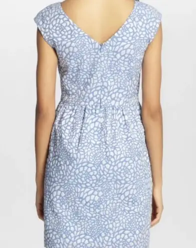 Cynthia Steffe Jasmine Jacquard Blue And White Dress Size 6 Cap Sleeves Retro