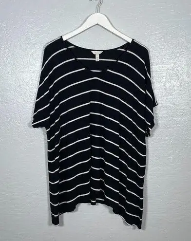 Soma Women Plus Size XXL Black White Stripe Shirt Pajama Loungewear Dolman
