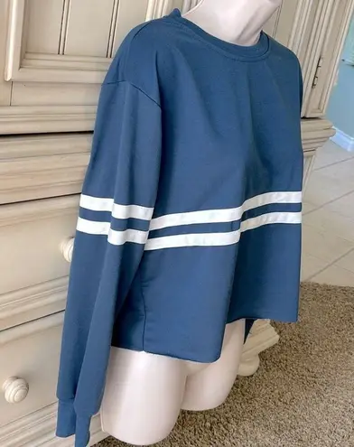 Women’s Loose Fitting Long Sleeve Cropped Top Sweatshirt Shirt Sz XL Juniors Blue