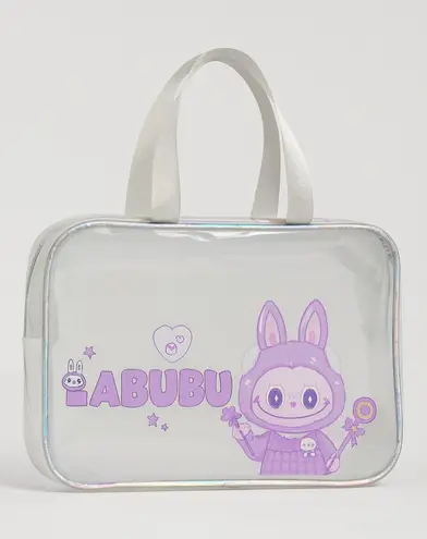 LABUBU Clear PVC Tote Bag – Purple Bunny Design – Cute Kawaii Style