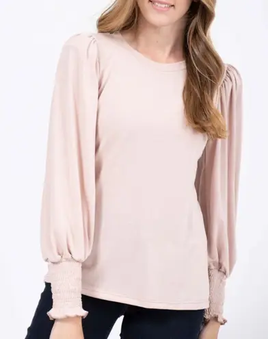 Nation Ltd Blush Pink Smock Sleeve Long Sleeve Top Size XS