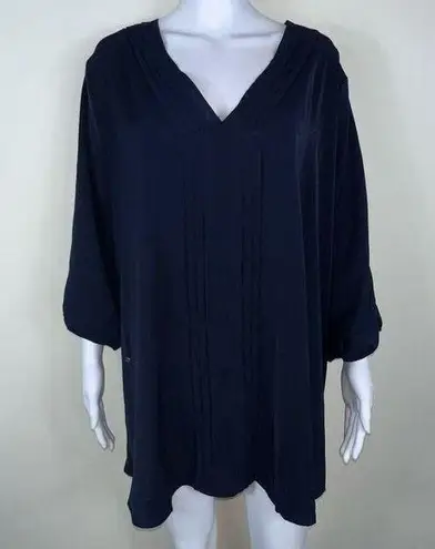 Bloomchic  Navy chiffon Tunic With Front Pleating