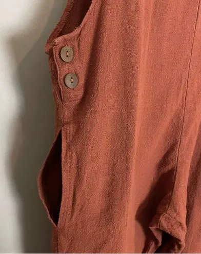 Overalls Slouchy Kaya Wear Relaxed Fit Brown Women Sz Medium Rolled Cuff Cotton