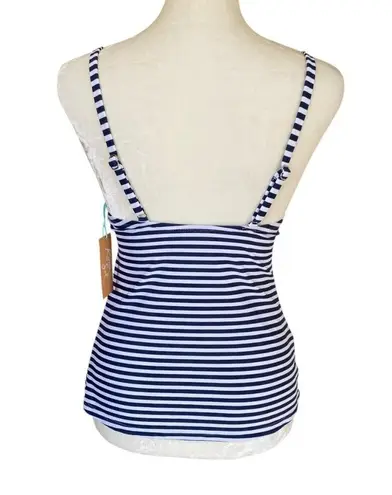 Kona Sol women's size small 4-6 navy blue and white stripe tankini swimsuit