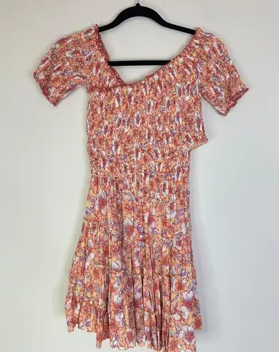 Poupette St. Barth Soledad Floral Smocked Mini Dress Size Medium