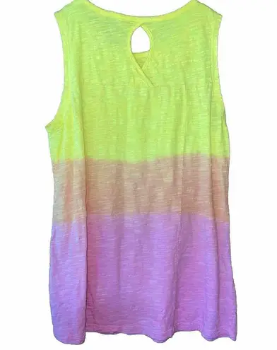Fresh Produce Sunset Ombré Slub Cotton Tank Top Summer Boho 100% Cotton Small