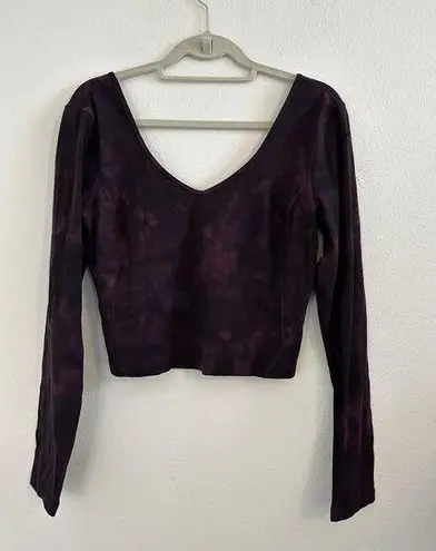 Lululemon  Size 10 Align Long Sleeve Crop Shirt Women's Diamond Dye Cassis Black