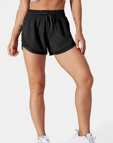 Halara NEW  Drawstring Contrast Mesh 2-in-1 Shorts Black Small