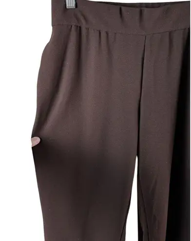 Dennis Basso Luxe Crepe Slim Straight Pull On Pants Chocolate Small Petite