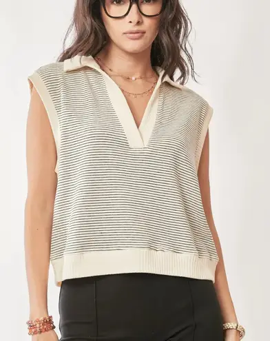 Davi & Dani Davi & Dani French Terry Boxy Fit Striped Sweater Vest