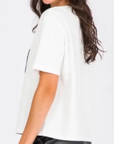 Newbury Kustom White Black Cropped Short Sleeve Smiley Face Tee Medium New with Tags NEW