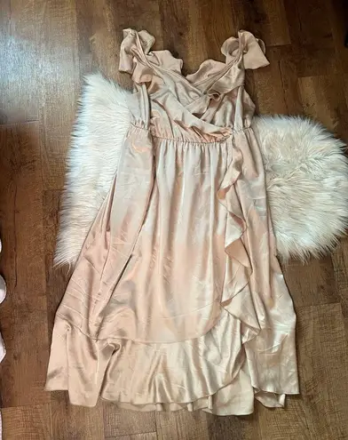 Show Me Your Mumu Samantha Ruffle Wrap Dress In Champagne Luxe Satin Size  2X - $130 - From Rachel